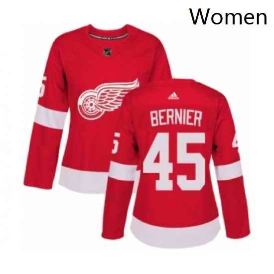 Womens Adidas Detroit Red Wings 45 Jonathan Bernier Premier Red Home NHL Jersey